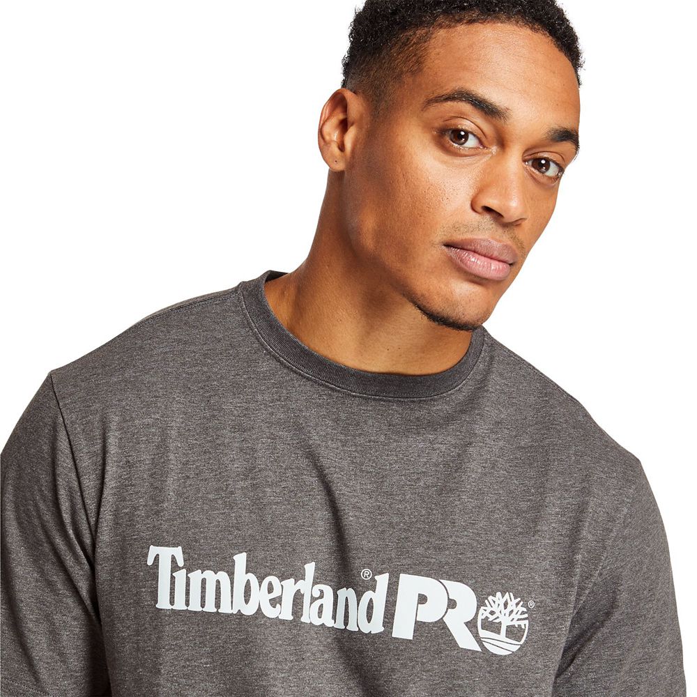 Timberland Mens T-Shirts PRO® Short Sleeve Base Plate Wicking Logo - Dark Grey - India WO7148593